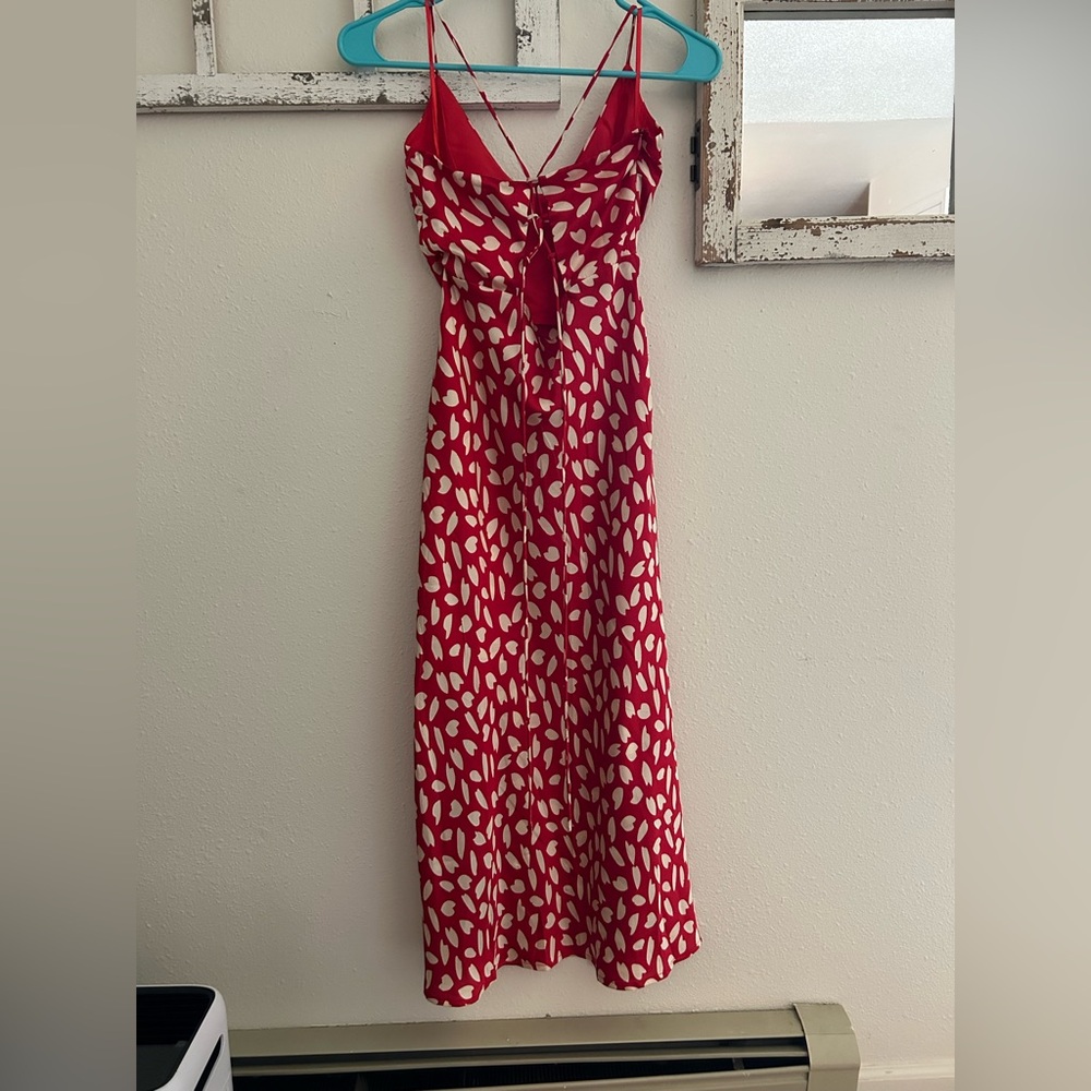 Hello Molly Red And White Leaf Maxi Dress - image 2